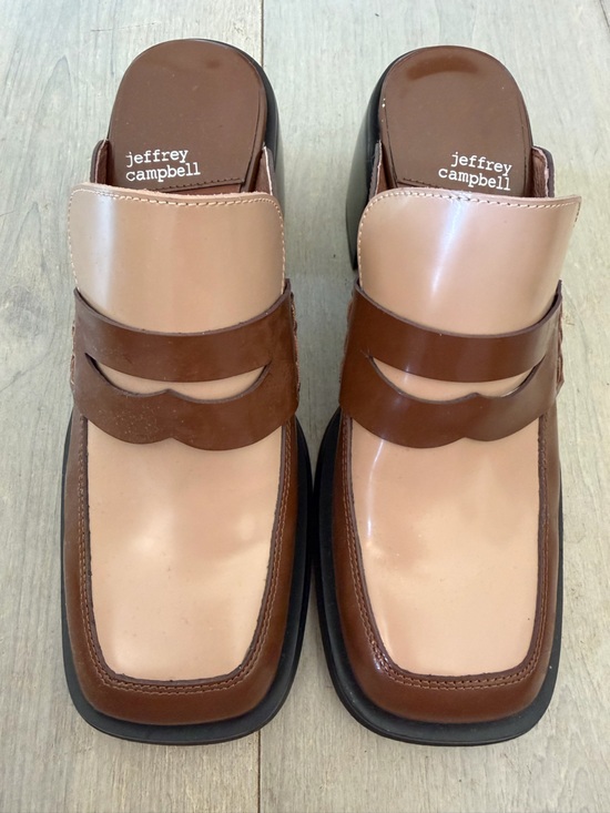 Jeffrey Campbell Shoes - Jeffrey Campbell Two-Tone Brown & Nude Leather Mules